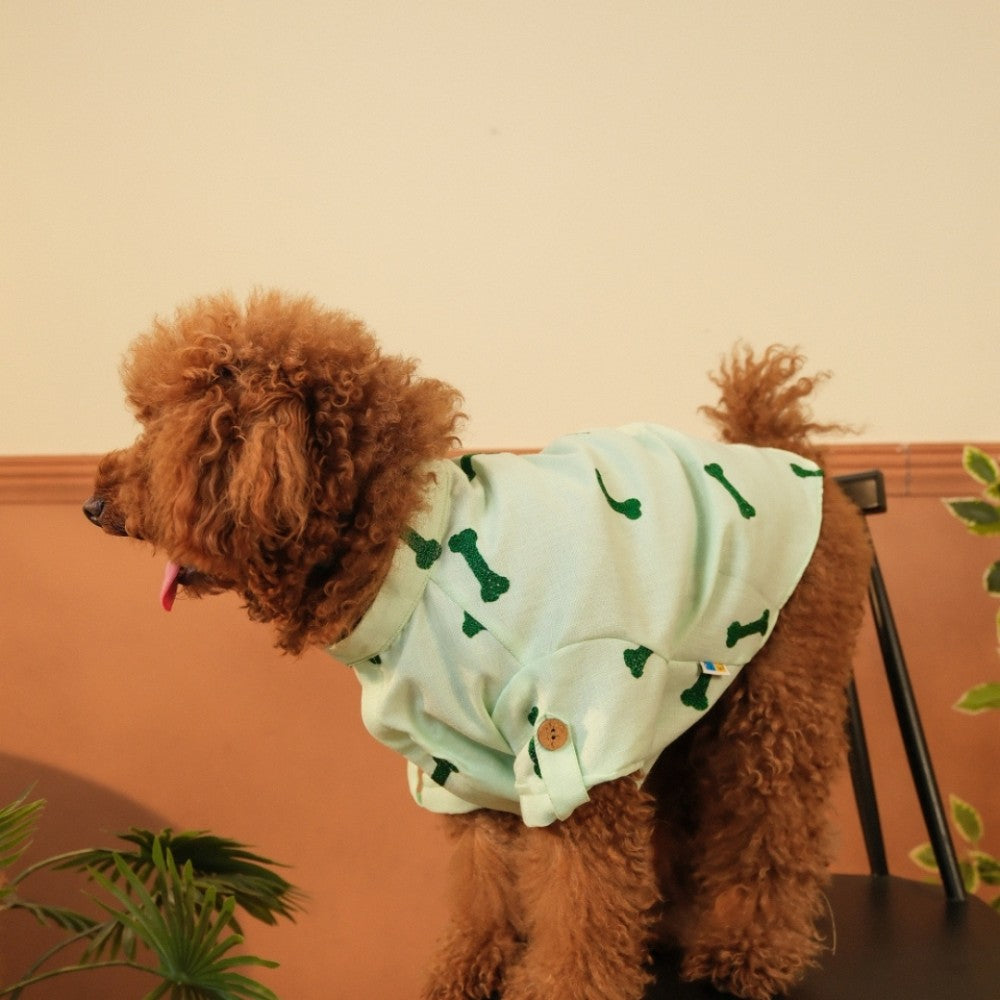 BONE EMBROIDERY DOG KURTA- MINT GREEN