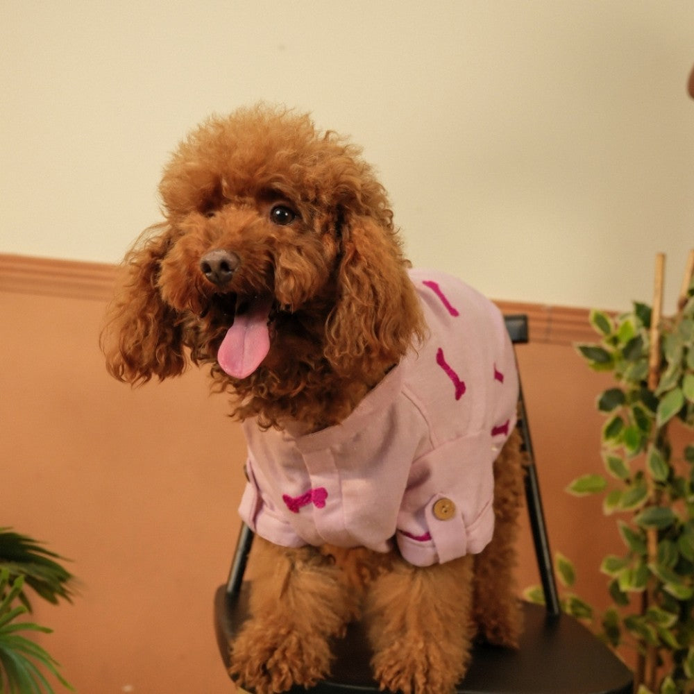 BONE EMBROIDERY DOG KURTA- LAVENDER