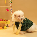 FURWALI FESTIVE DOG KURTA WITH DUPATTA- BOTTLE GREEN