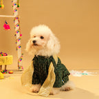 FURWALI FESTIVE DOG KURTA WITH DUPATTA- BOTTLE GREEN