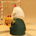 FURWALI FESTIVE DOG KURTA WITH DUPATTA- BOTTLE GREEN