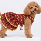 ZARI GOLD DOG LEHENGA- MAROON RED