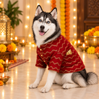 JASHN RED AND GOLD DOG SHERWANI