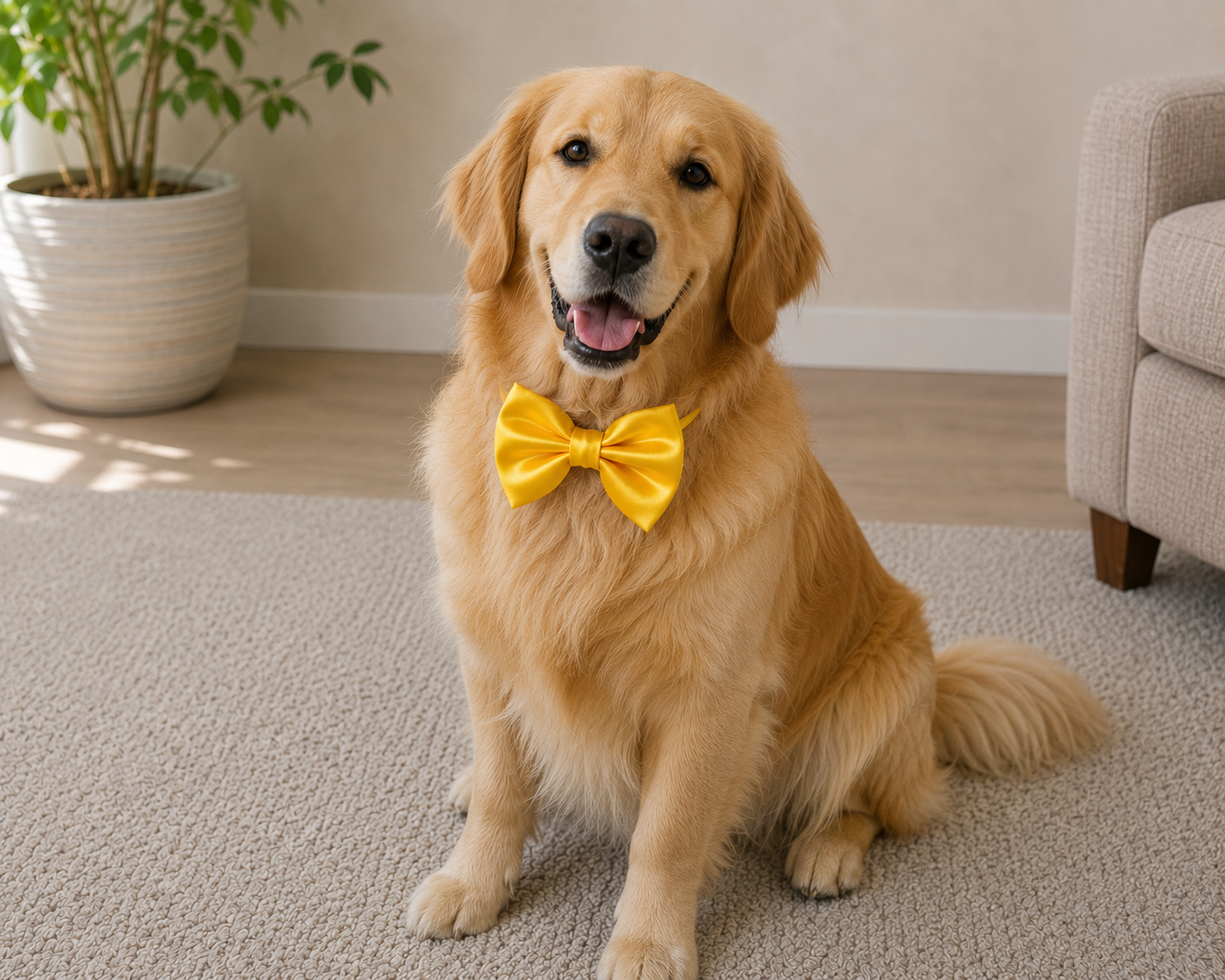 Pack of Two Satin  Bow for Dogs and Cats:  Red and Yellow