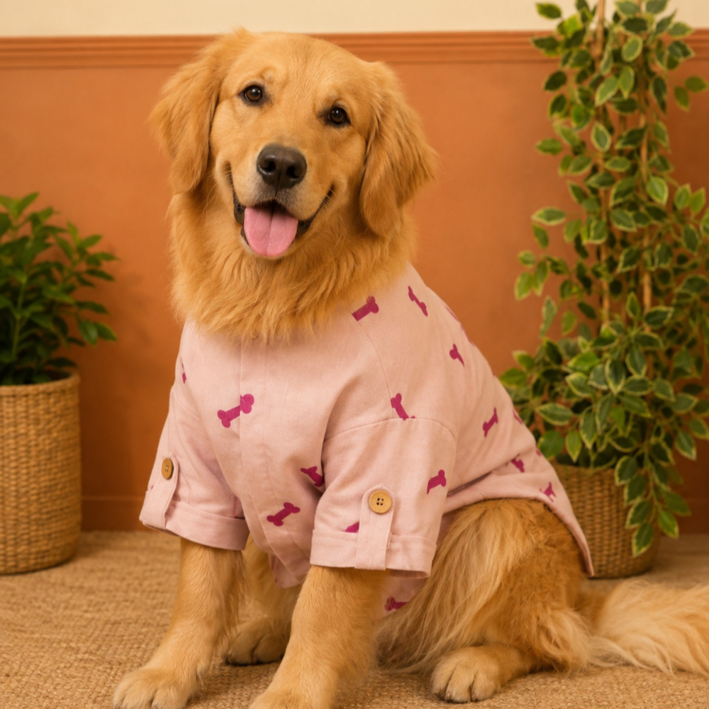 BONE EMBROIDERY DOG KURTA- LAVENDER