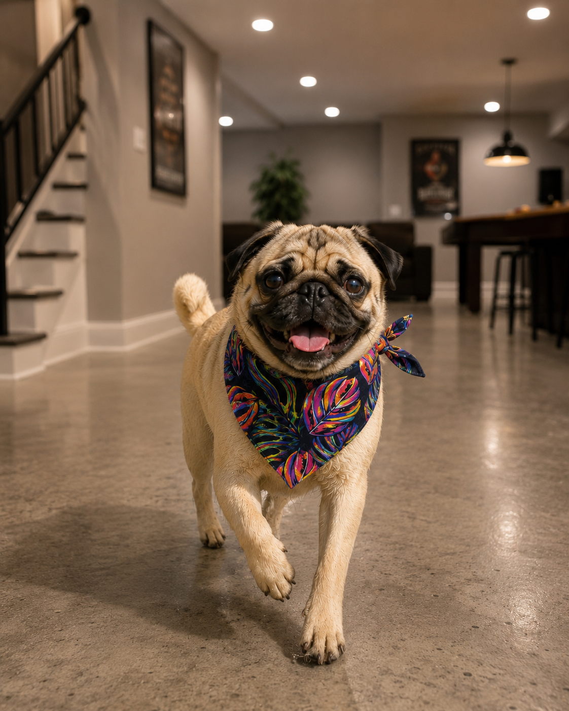 Evil Eye & Neon Tropical Reversible Tie Knot Bandana