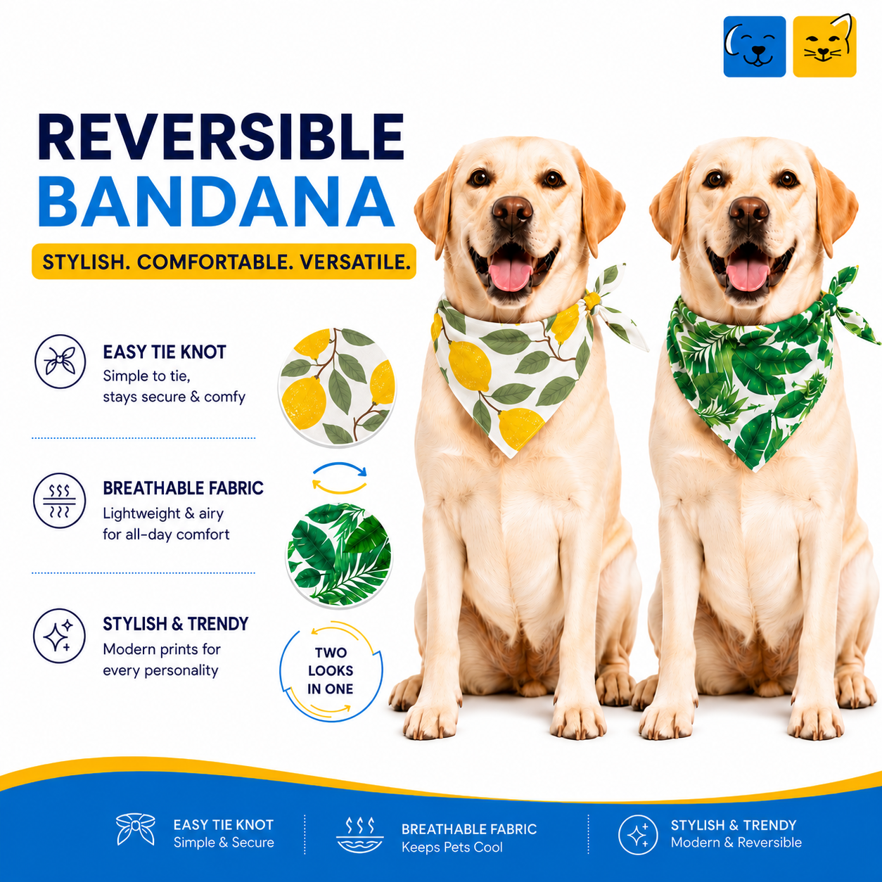 Limon & Rainforest Reversible Tie Knot Bandana